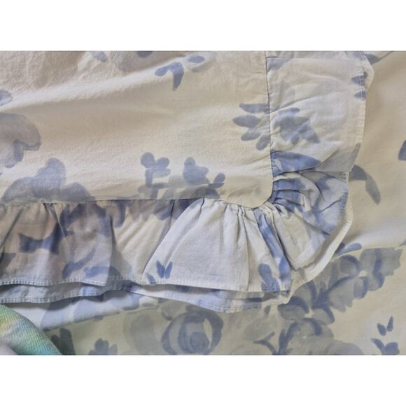 Pottery Barn LoveShack Fancy Ruffle Damask Blue White Twin Duvet Cover Sham Set - Picture 5 of 7